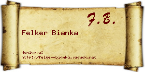Felker Bianka névjegykártya